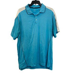 Ping Polo Golf Shirt Mens Large Blue White Short Sleeve Lightweight Performance